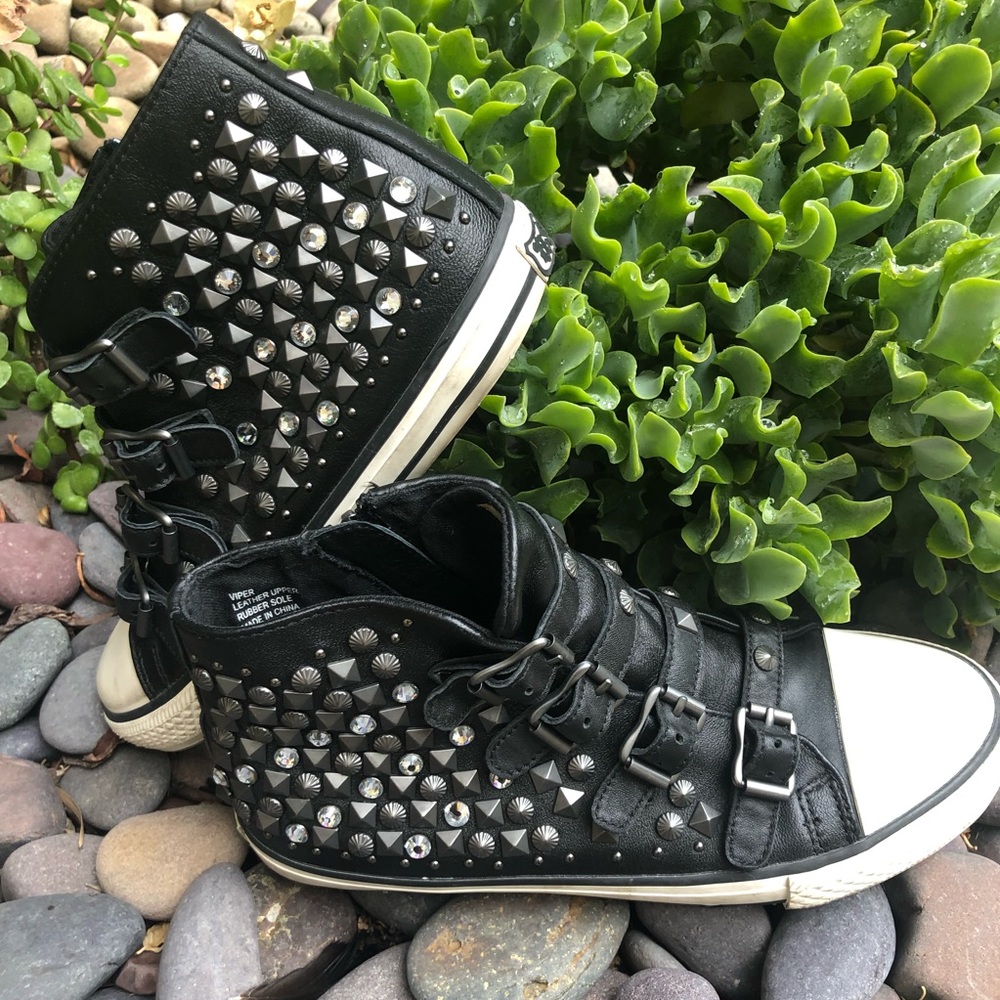 Ash Leather Studded High Top